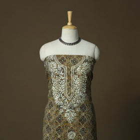 Lucknowi chikankari hand work bagru block print unstitched