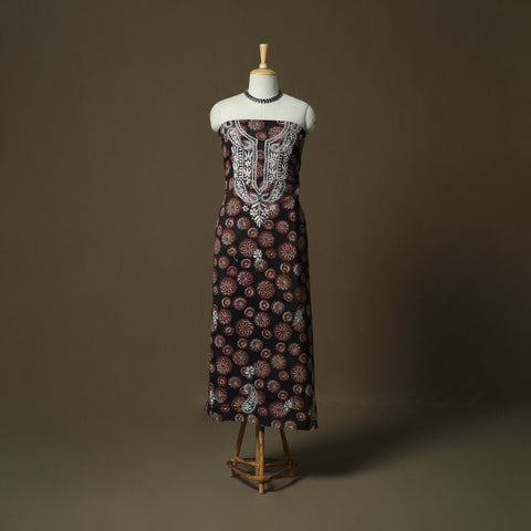 Lucknowi chikankari hand work bagru block print unstitched