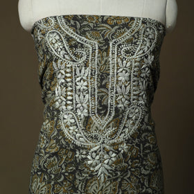 Lucknowi chikankari hand work bagru block print unstitched