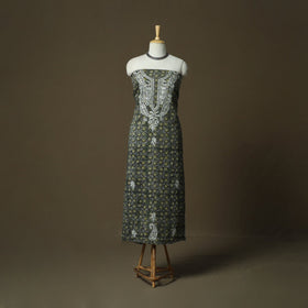 Lucknowi chikankari hand work bagru block print unstitched