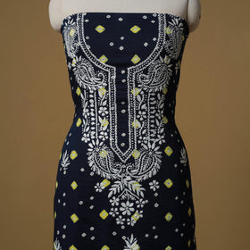 Lucknowi chikankari hand work bandhani unstitched kurta
