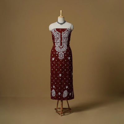 Lucknowi chikankari hand work bandhani unstitched kurta