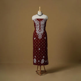 Lucknowi chikankari hand work bandhani unstitched kurta