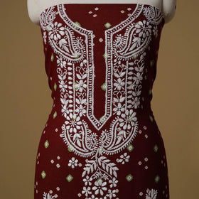 Lucknowi chikankari hand work bandhani unstitched kurta