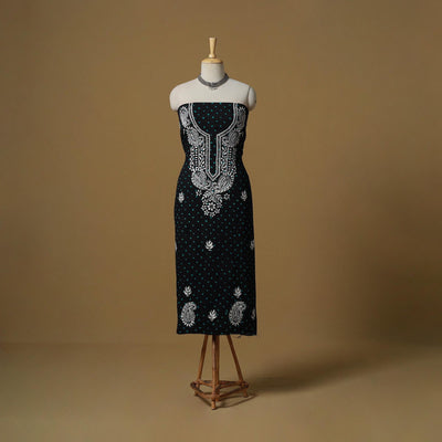 Lucknowi chikankari hand work bandhani unstitched kurta