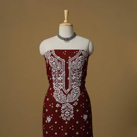 Lucknowi chikankari hand work bandhani unstitched kurta