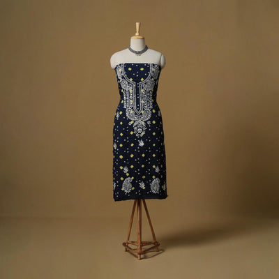 Lucknowi chikankari hand work bandhani unstitched kurta