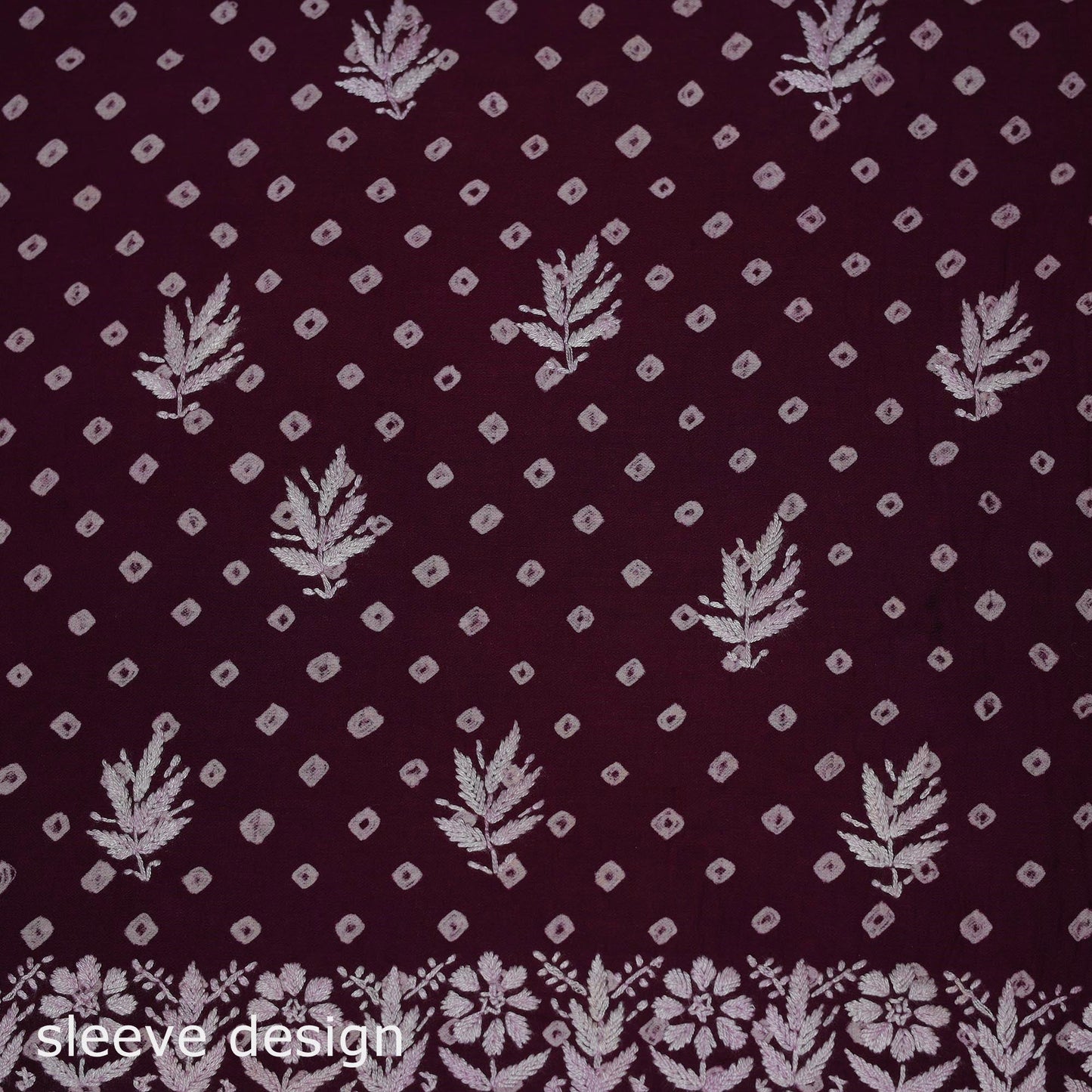 Lucknowi chikankari hand work bandhani unstitched kurta