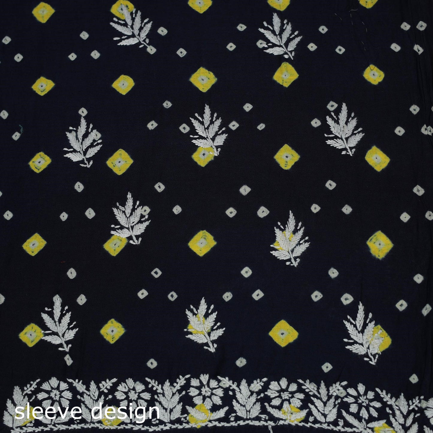 Lucknowi chikankari hand work bandhani unstitched kurta