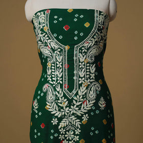 Lucknowi chikankari hand work bandhani unstitched kurta