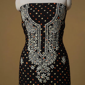 Lucknowi chikankari hand work bandhani unstitched kurta
