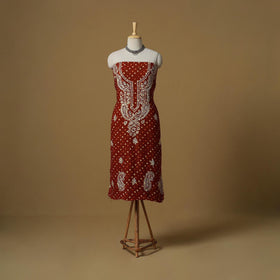 Lucknowi chikankari hand work bandhani unstitched kurta