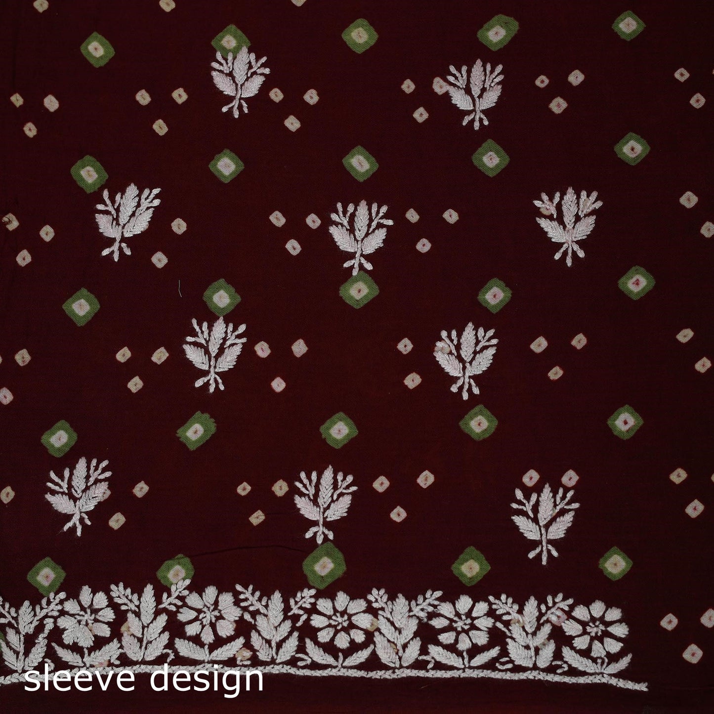 Lucknowi chikankari hand work bandhani unstitched kurta