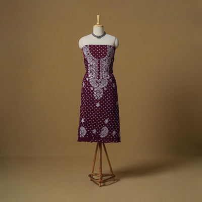 Lucknowi chikankari hand work bandhani unstitched kurta