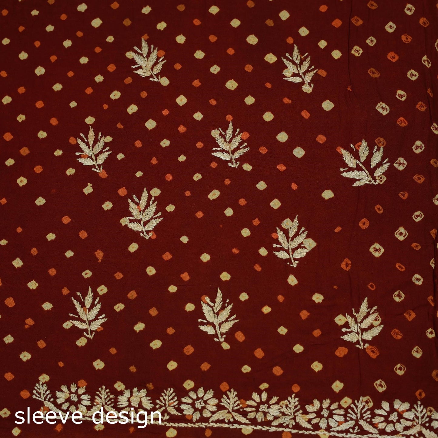 Lucknowi chikankari hand work bandhani unstitched kurta