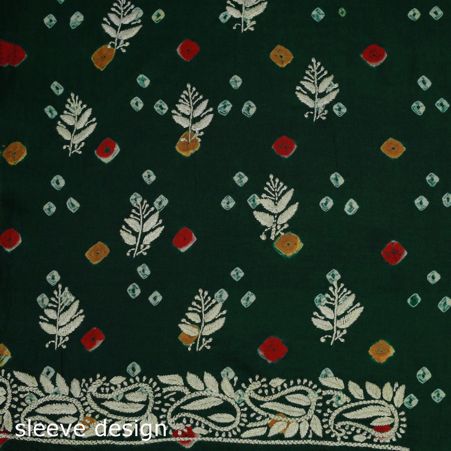 Lucknowi chikankari hand work bandhani unstitched kurta