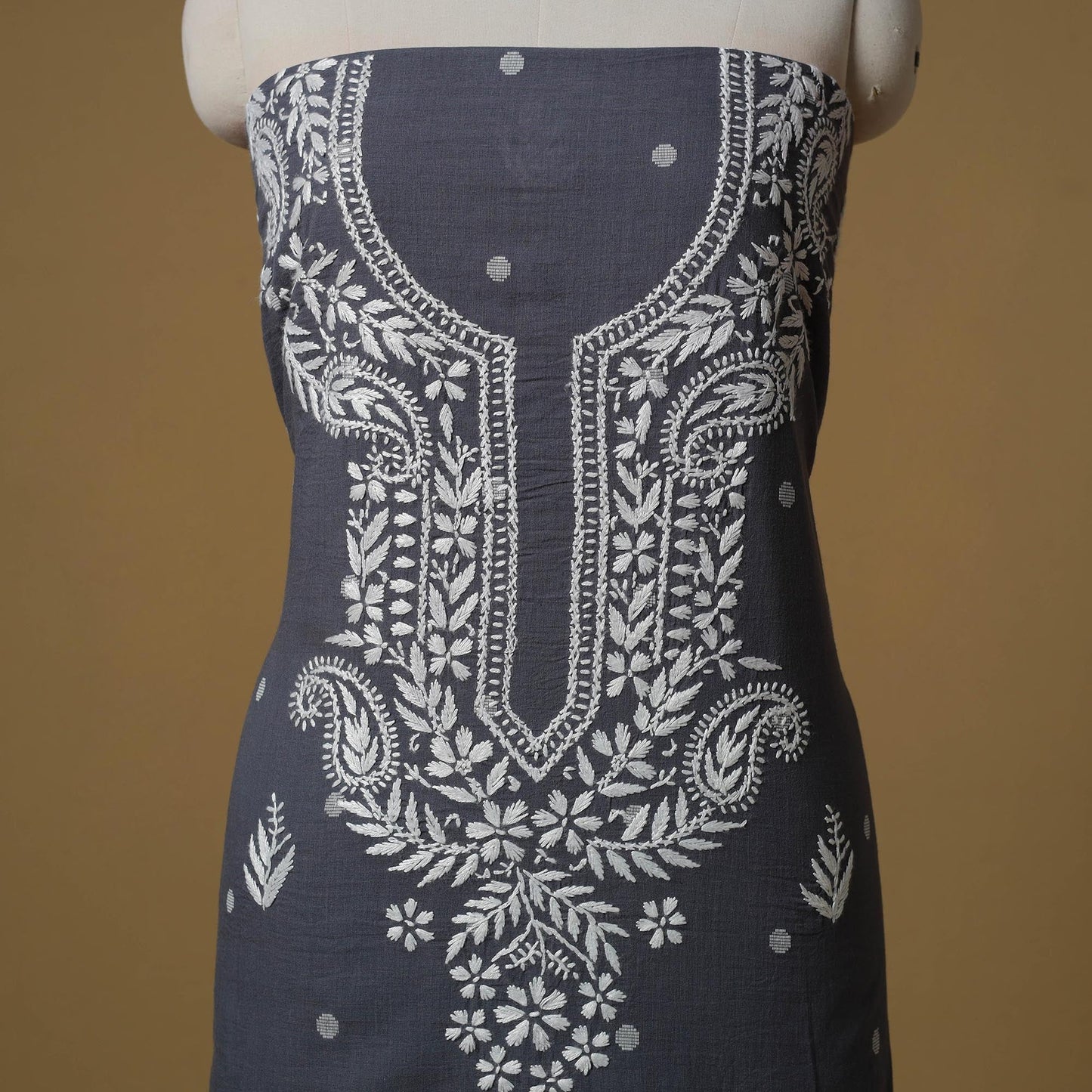 Lucknowi chikankari hand work jacquard unstitched kurta