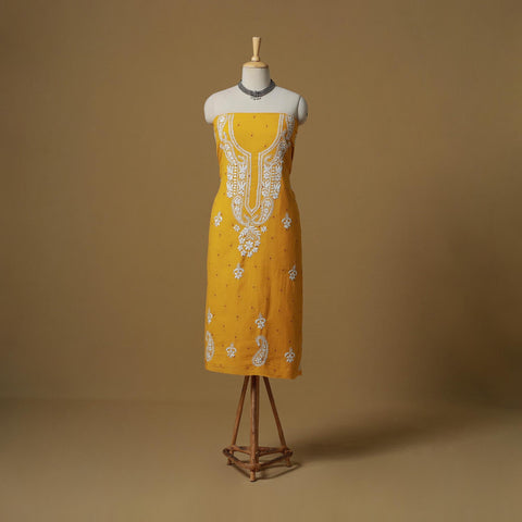 Lucknowi chikankari hand work jacquard unstitched kurta