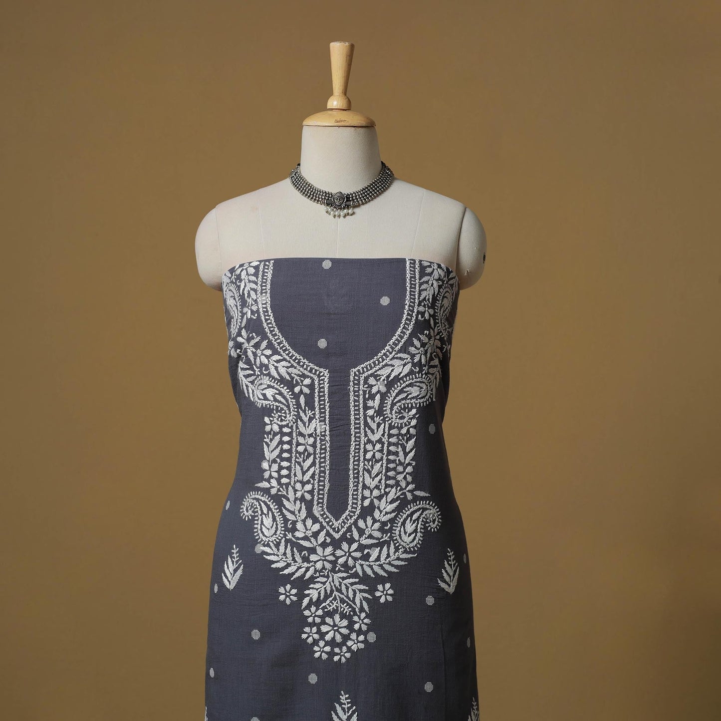 Lucknowi chikankari hand work jacquard unstitched kurta