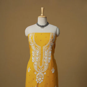 Lucknowi chikankari hand work jacquard unstitched kurta