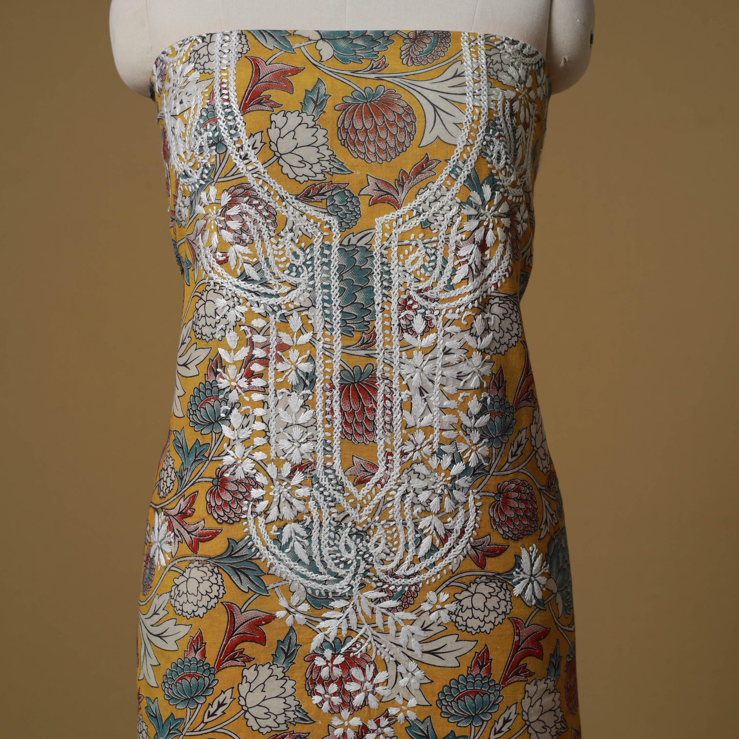 Lucknowi chikankari hand work kalamkari unstitched kurta