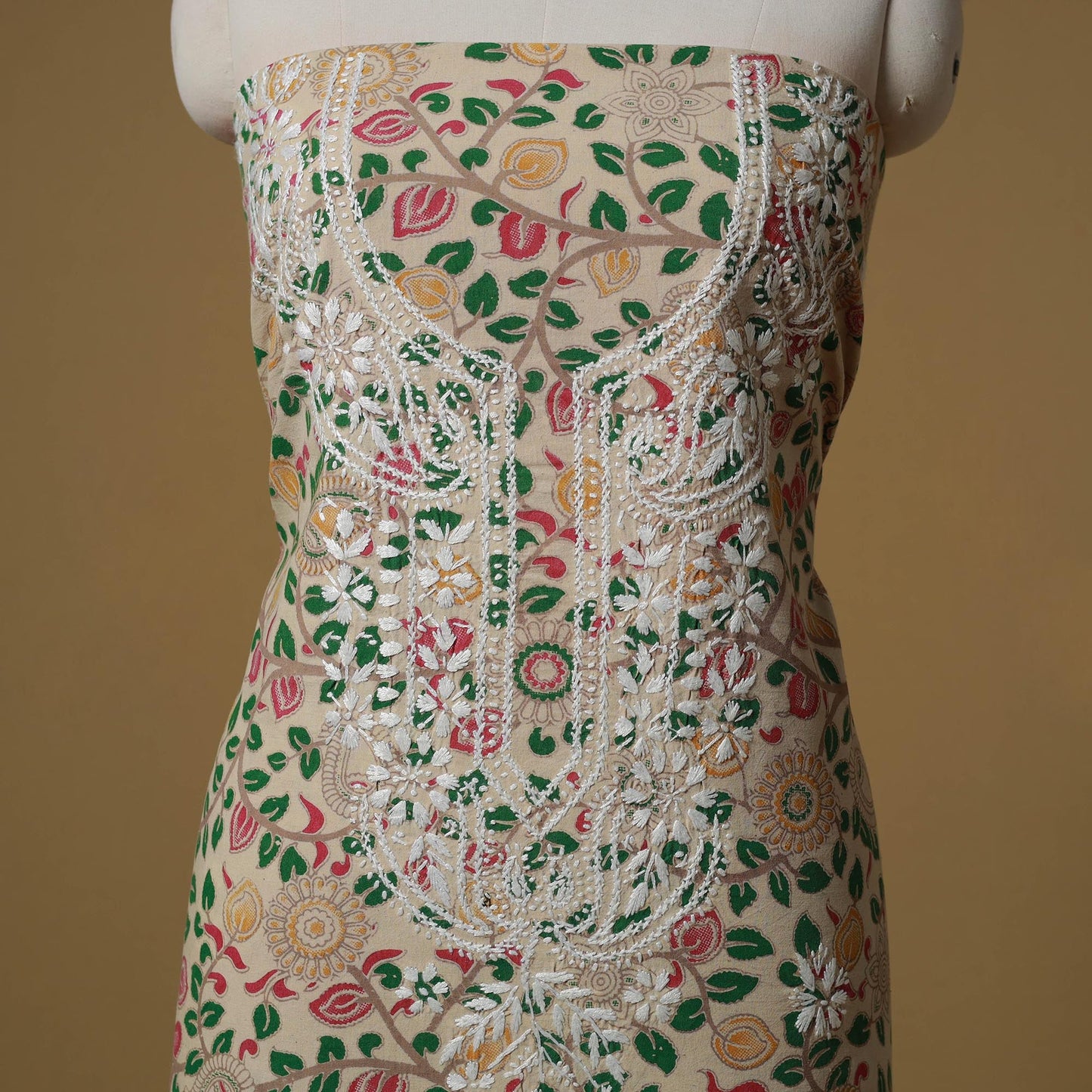 Lucknowi chikankari hand work kalamkari unstitched kurta