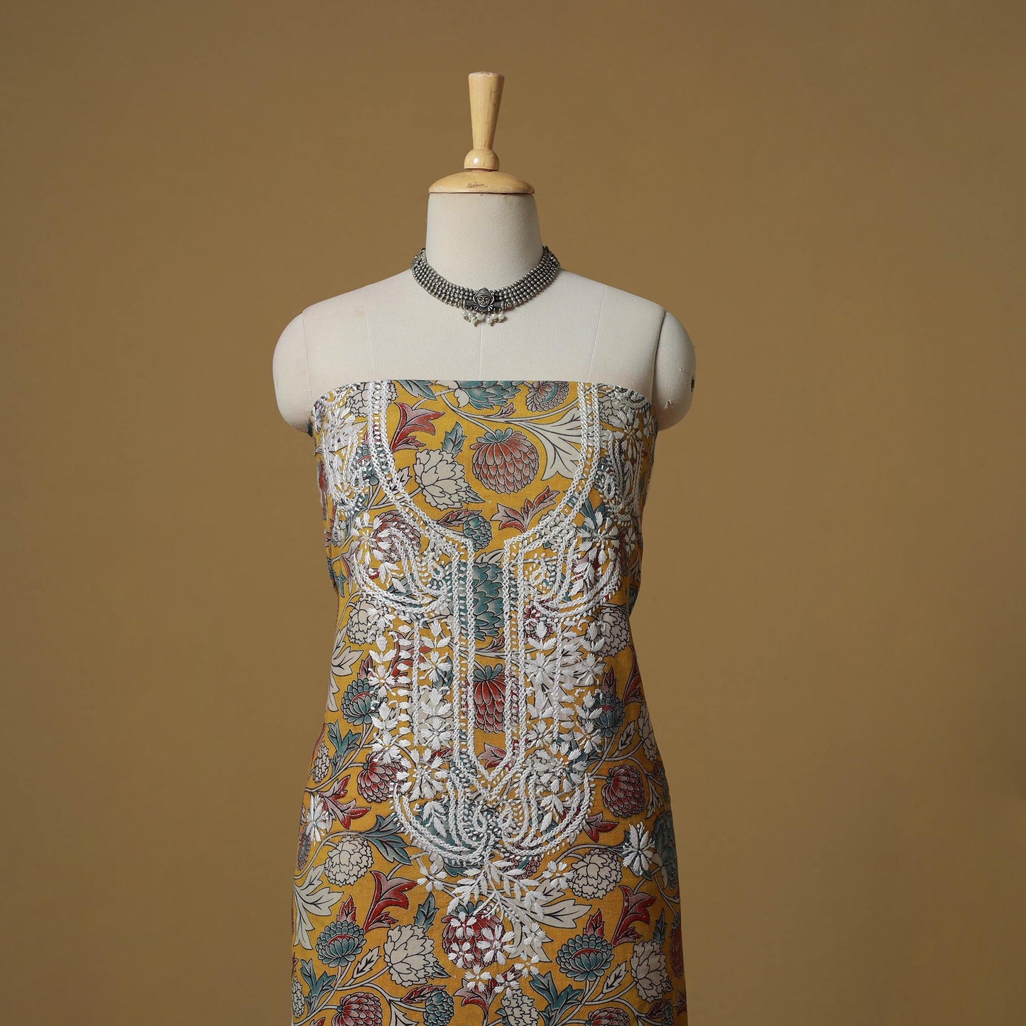 Lucknowi chikankari hand work kalamkari unstitched kurta