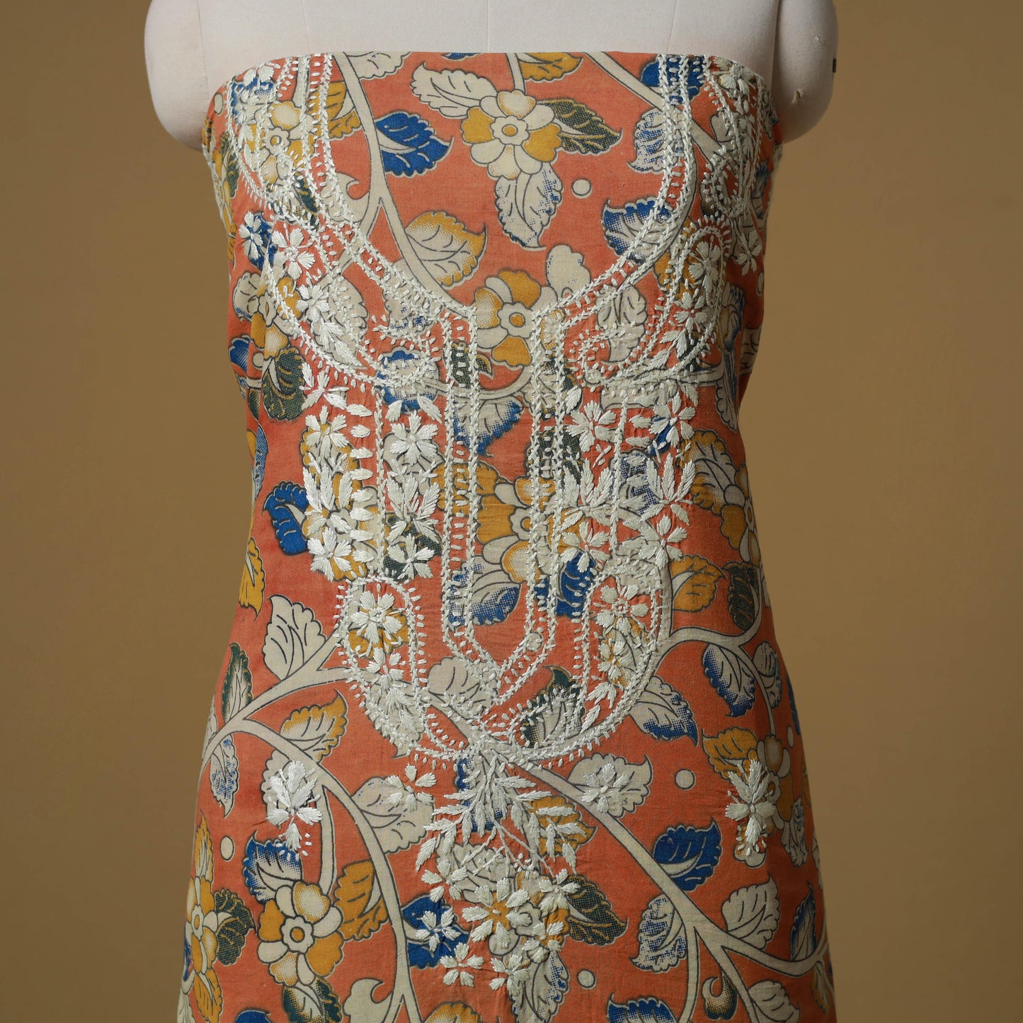 Lucknowi chikankari hand work kalamkari unstitched kurta