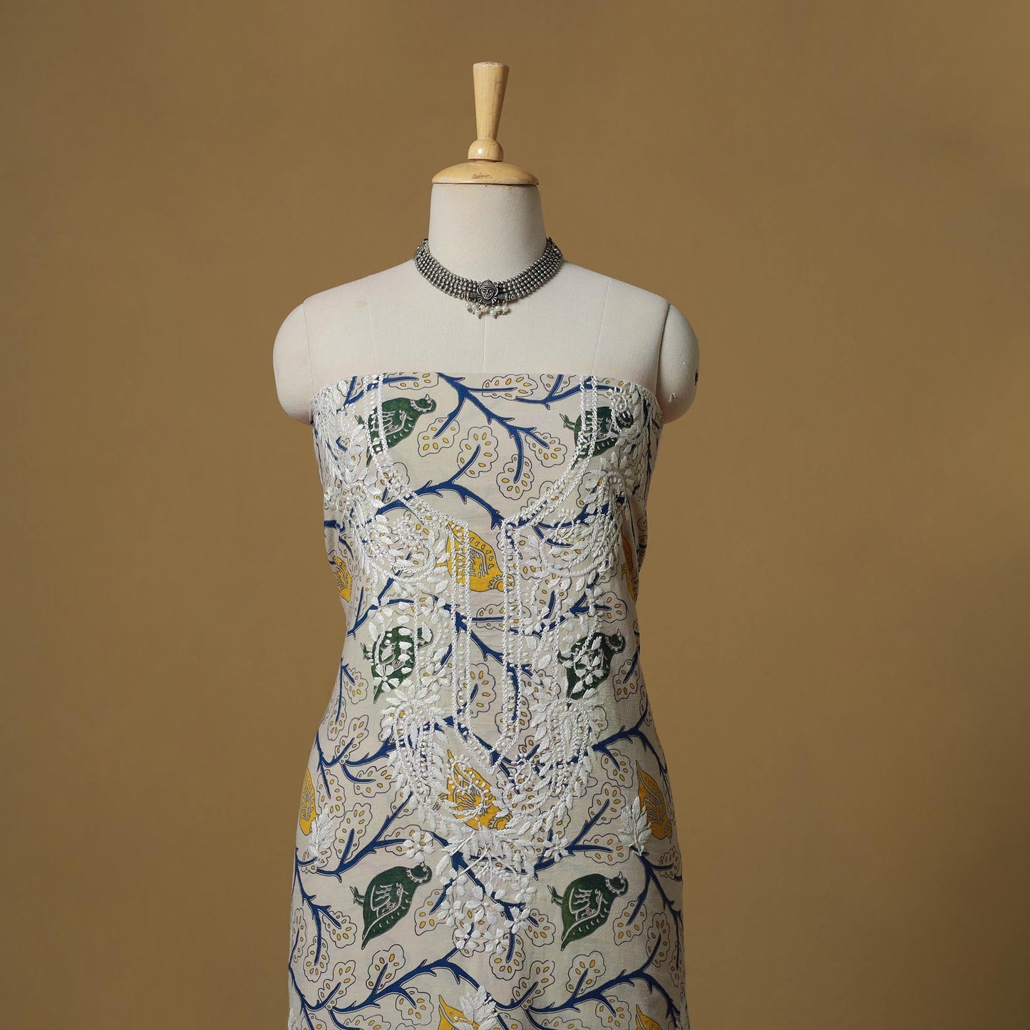 Lucknowi chikankari hand work kalamkari unstitched kurta