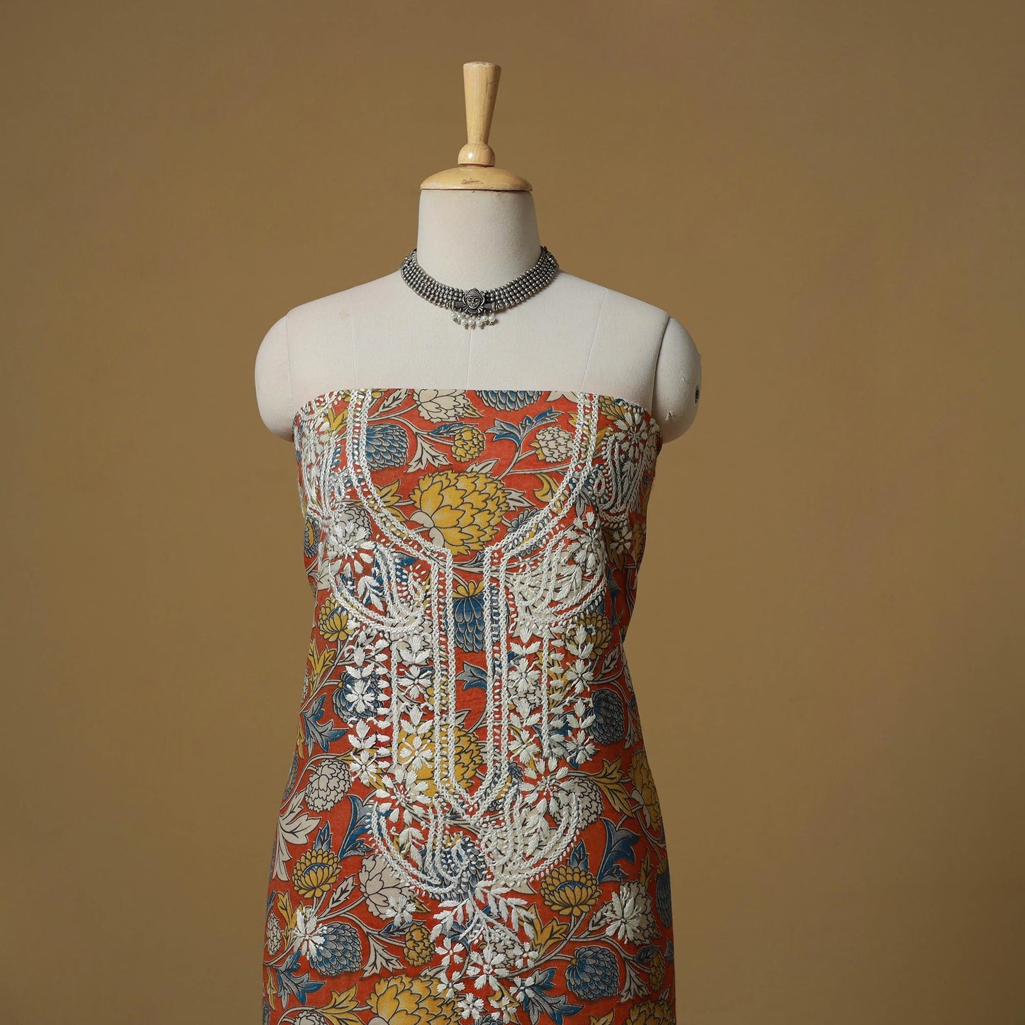 Lucknowi chikankari hand work kalamkari unstitched kurta