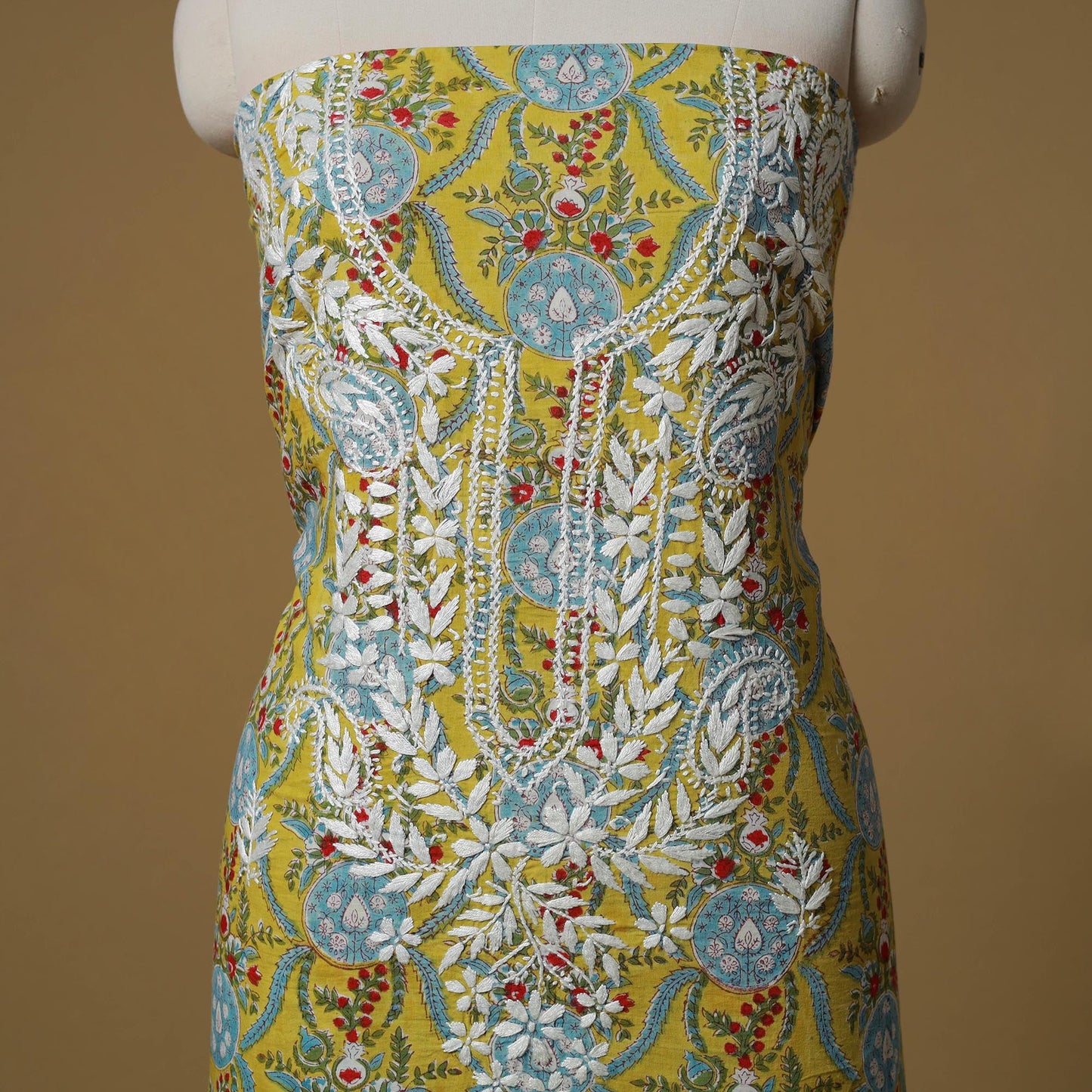 Lucknowi chikankari hand work kalamkari unstitched kurta