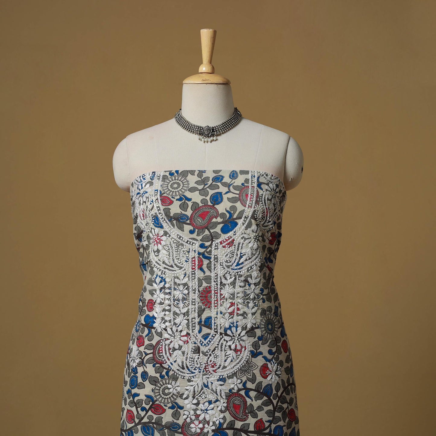 Lucknowi chikankari hand work kalamkari unstitched kurta