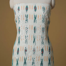 Lucknowi chikankari hand work pochampally ikat unstitched