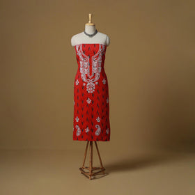 Lucknowi chikankari hand work pochampally ikat unstitched