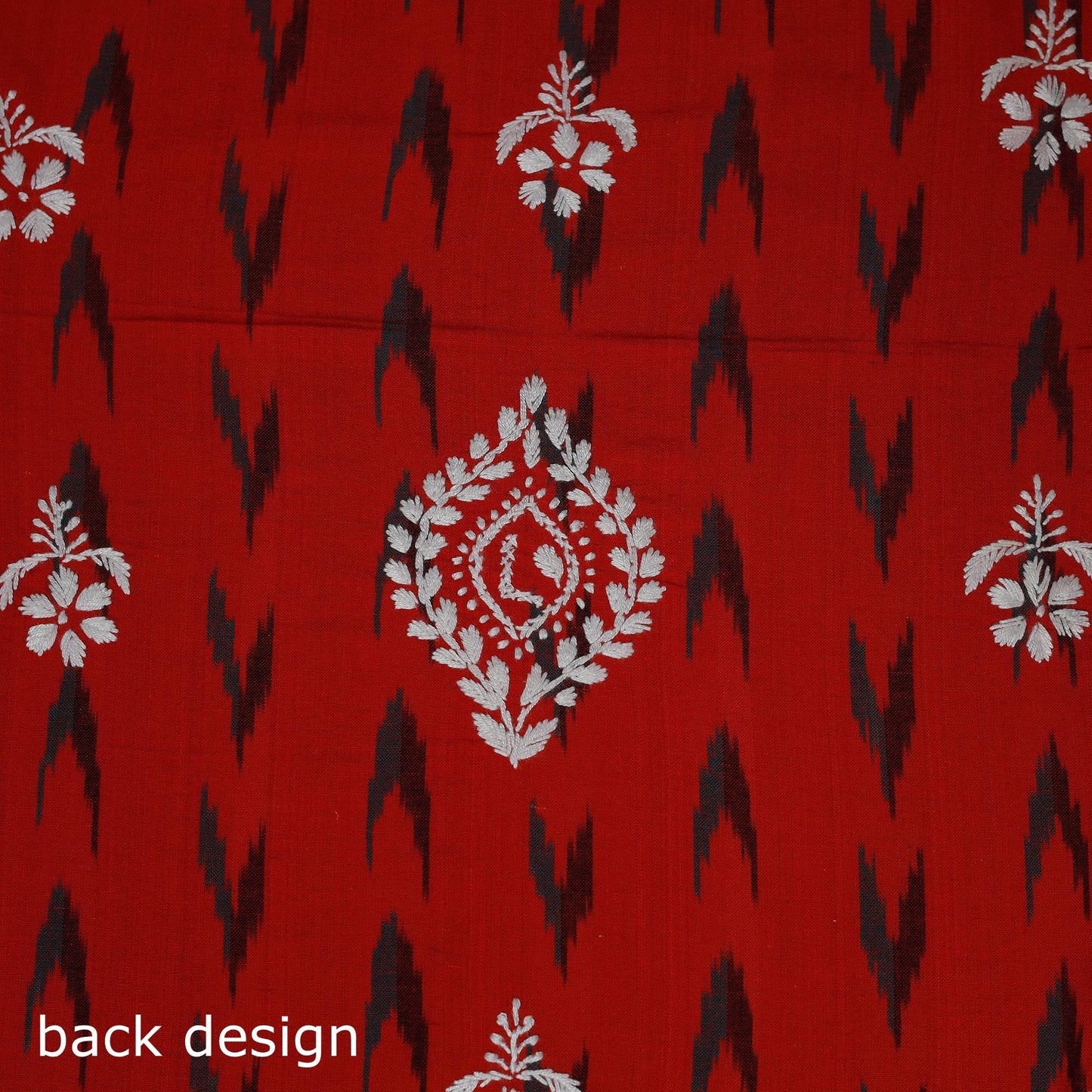 Lucknowi chikankari hand work pochampally ikat unstitched