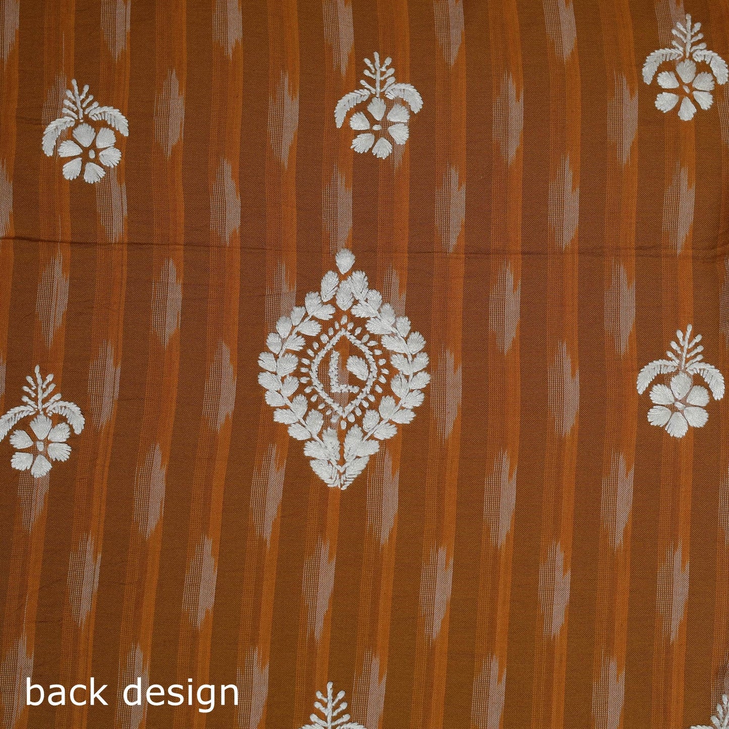 Lucknowi chikankari hand work pochampally ikat unstitched