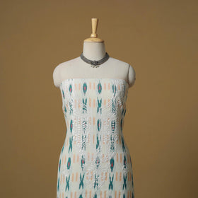 Lucknowi chikankari hand work pochampally ikat unstitched