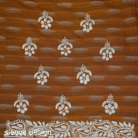 Lucknowi chikankari hand work pochampally ikat unstitched