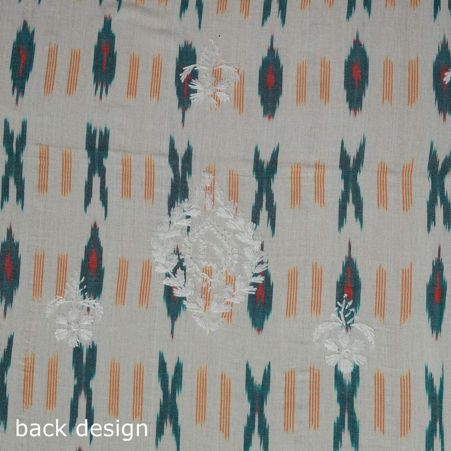 Lucknowi chikankari hand work pochampally ikat unstitched