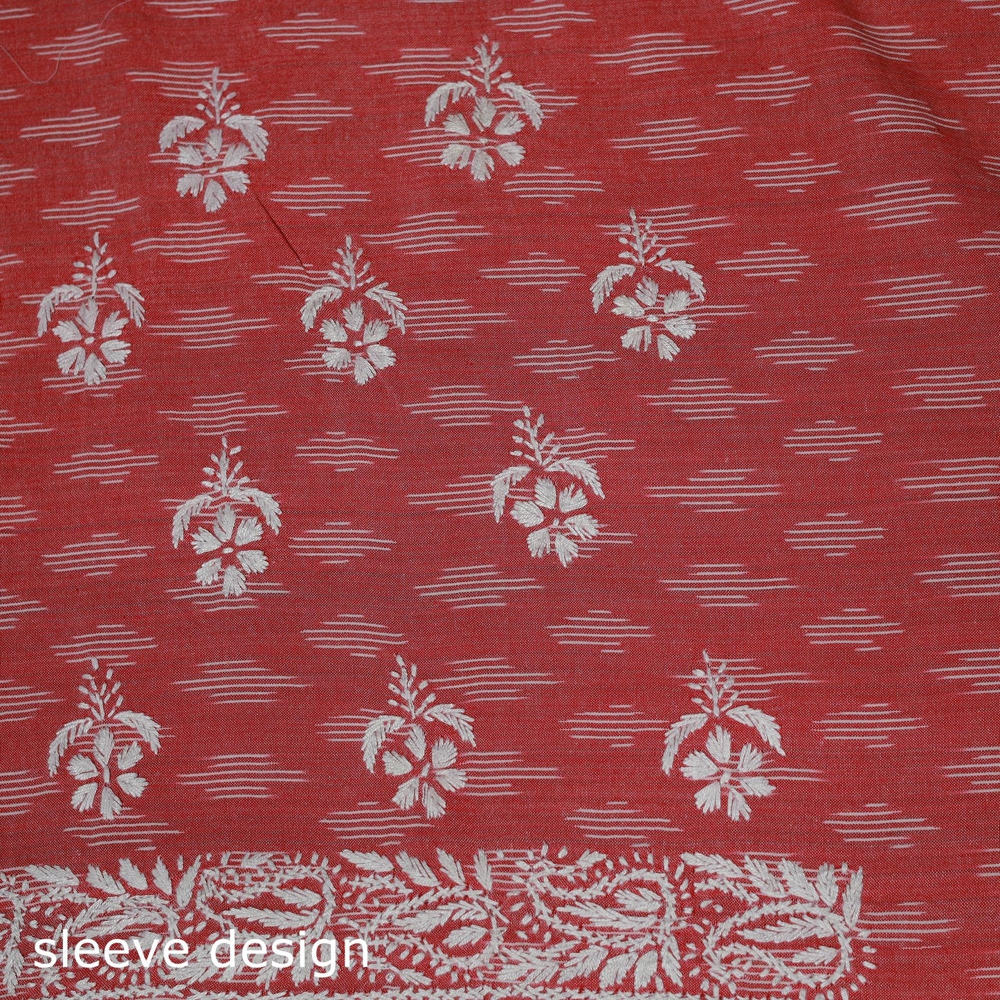 Lucknowi chikankari hand work pochampally ikat unstitched