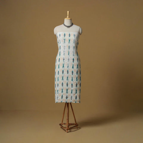 Lucknowi chikankari hand work pochampally ikat unstitched