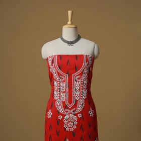 Lucknowi chikankari hand work pochampally ikat unstitched