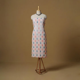 Lucknowi chikankari hand work pochampally ikat unstitched