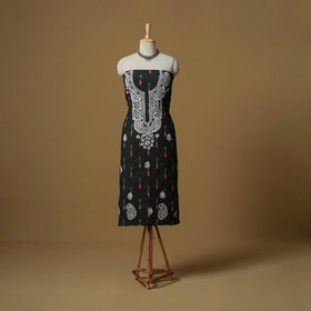 Lucknowi chikankari hand work pochampally ikat unstitched