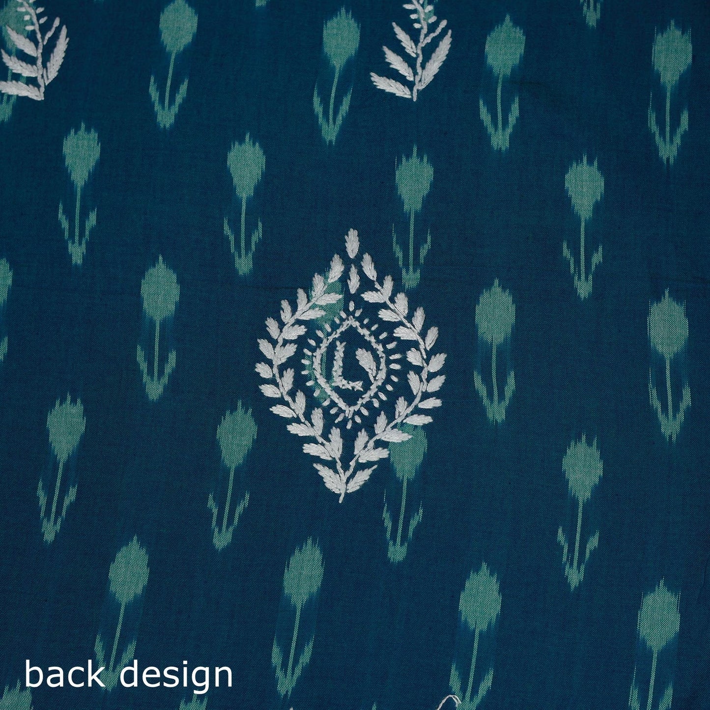 Lucknowi chikankari hand work pochampally ikat unstitched