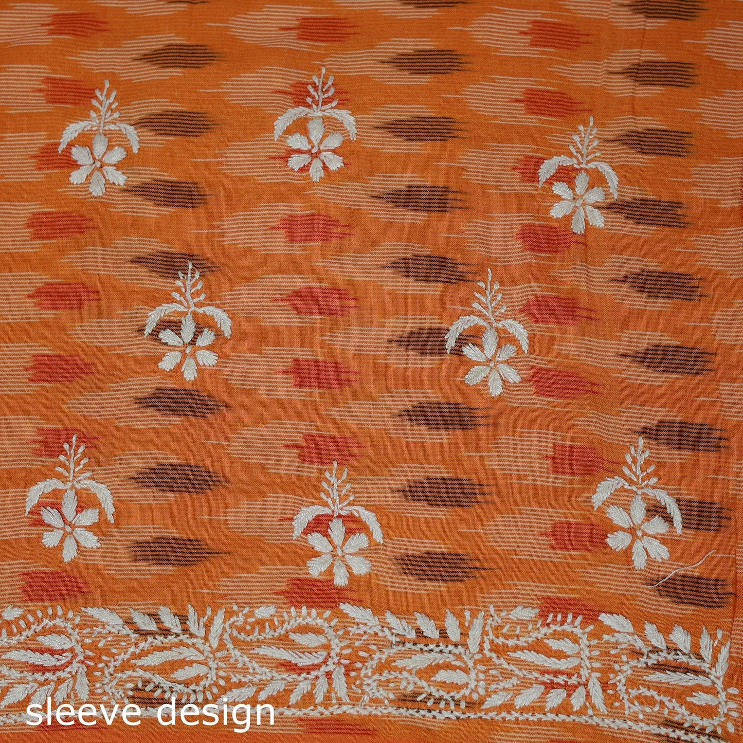 Lucknowi chikankari hand work pochampally ikat unstitched