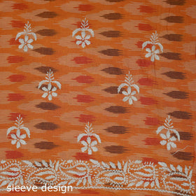 Lucknowi chikankari hand work pochampally ikat unstitched