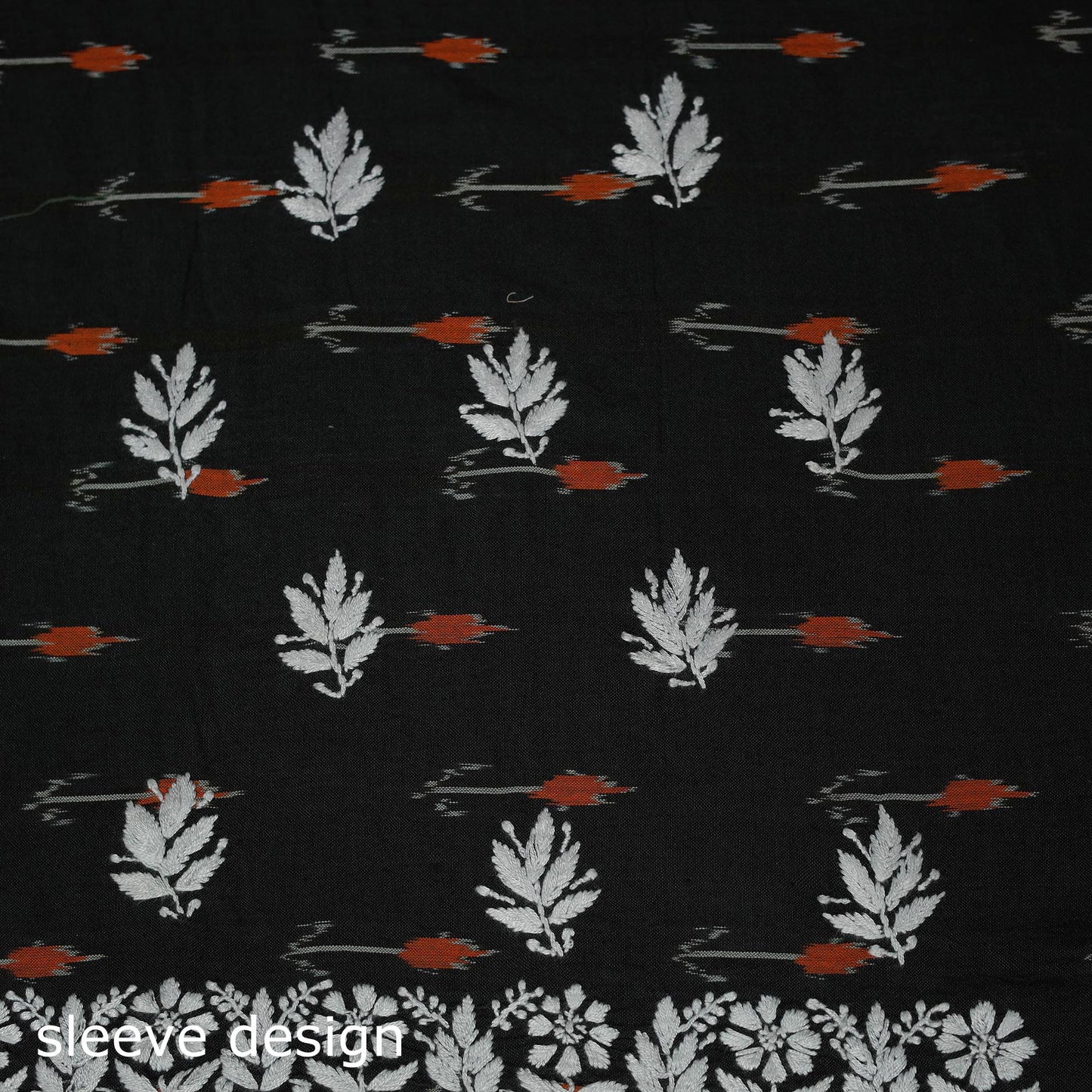 Lucknowi chikankari hand work pochampally ikat unstitched