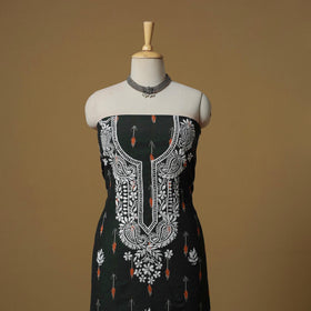 Lucknowi chikankari hand work pochampally ikat unstitched