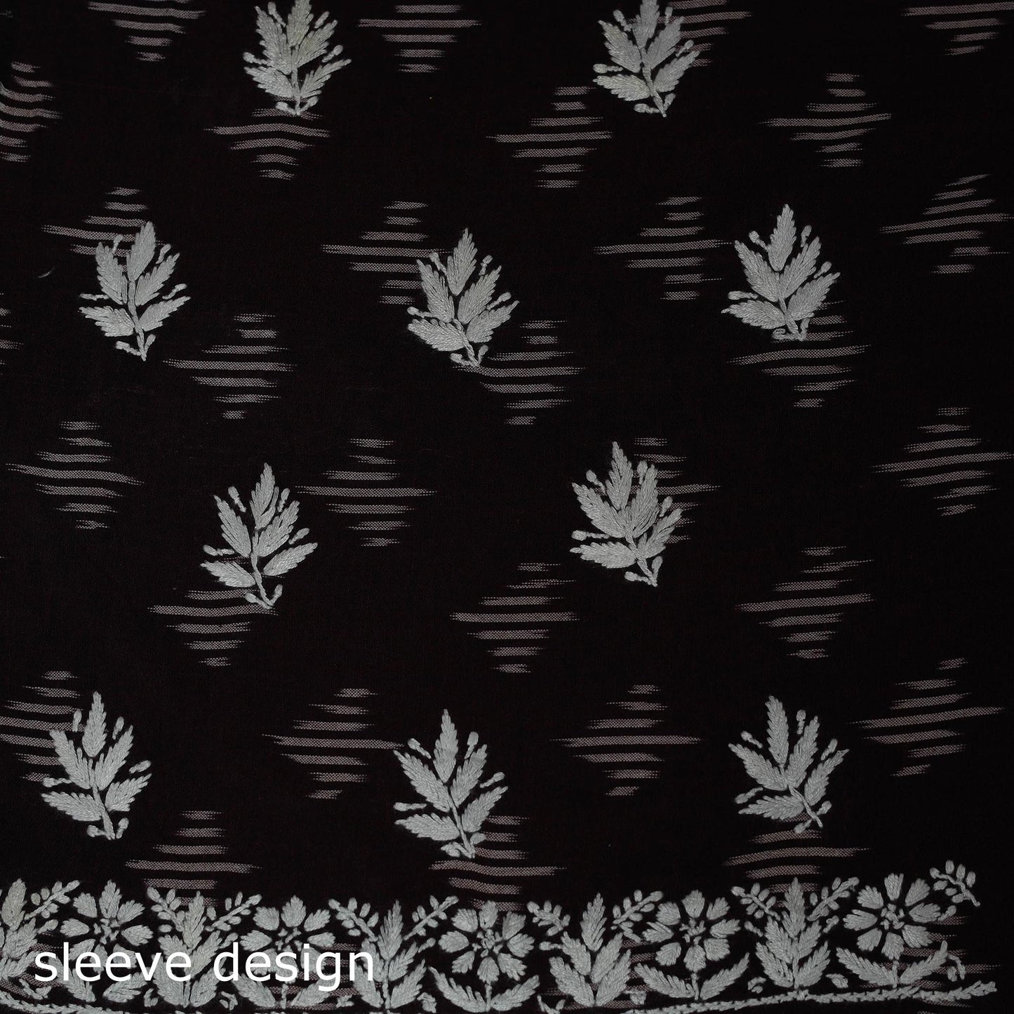 Lucknowi chikankari hand work pochampally ikat unstitched